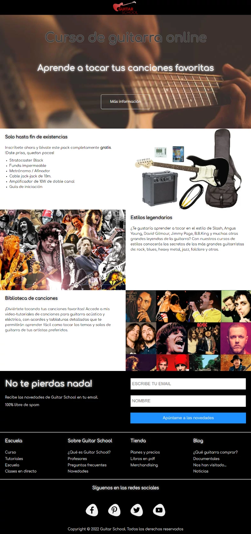 landing page curso de guitarra